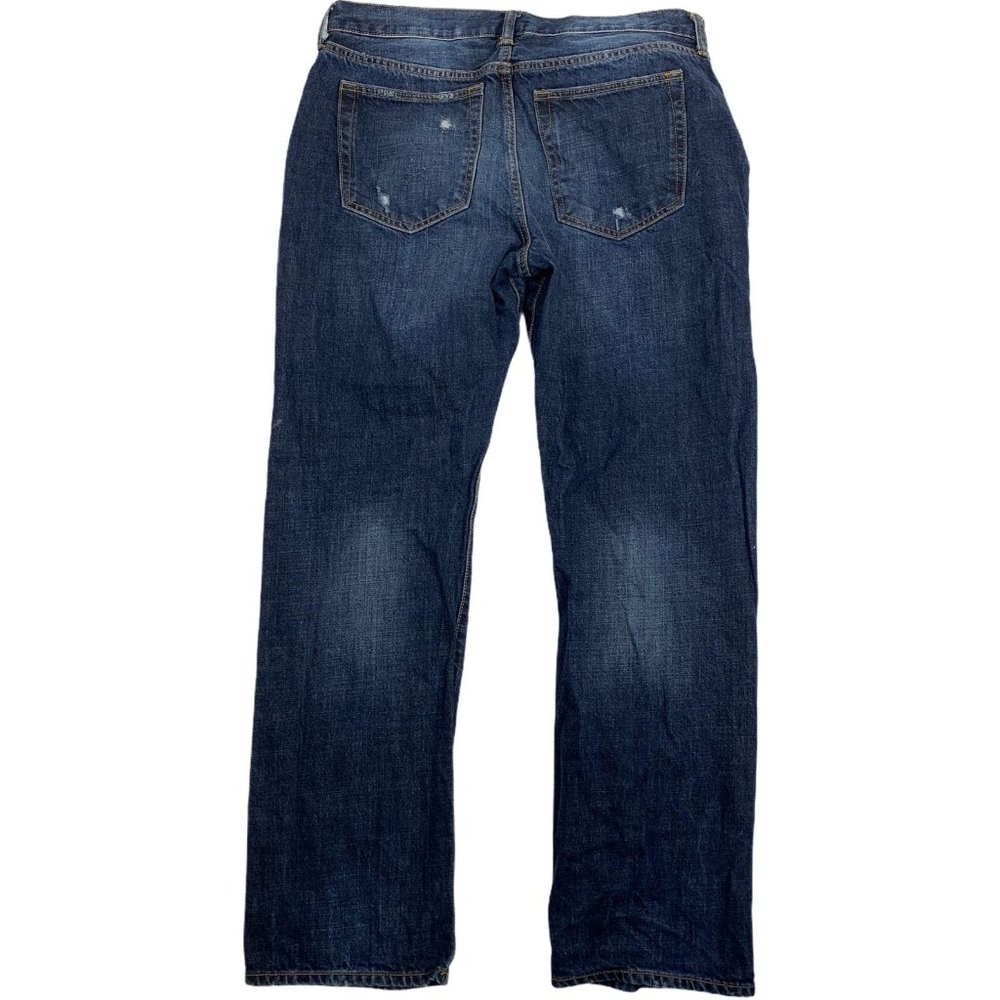 GAP 34 X 32 Jeans Straight Fit Distress Dark - Picture 2 of 5
